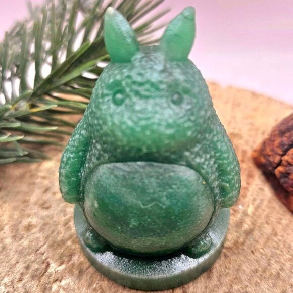 Nature Green Aventurine Carved Totoro 2.2" Decor Figure - Picture 10 of 10